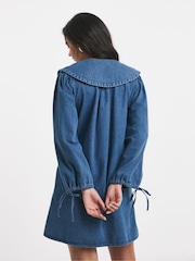 Simply Be Blue Oversized Collar Denim Dress - Image 2 of 4