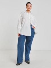 Simply Be White Broderie Pocket Shirt - Image 4 of 4