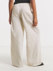 Simply Be Natural Wide Fit Tie Waist Wide Leg Trousers - Image 2 of 4