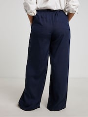 Simply Be Light Blue Wide Fit Tie Waist Wide Leg Trousers - Image 2 of 4