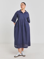 Simply Be Broderie Detail Shirt 100% Cotton Dress - Imagen 1 de 4