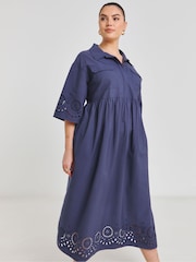 Simply Be Broderie Detail Shirt 100% Cotton Dress - Imagen 2 de 4