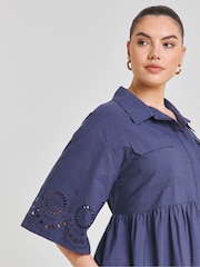 Simply Be Broderie Detail Shirt 100% Cotton Dress - Imagen 4 de 4