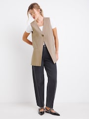 Simply Be Nude Tab Detail Longline Waistcoat - Image 1 of 5