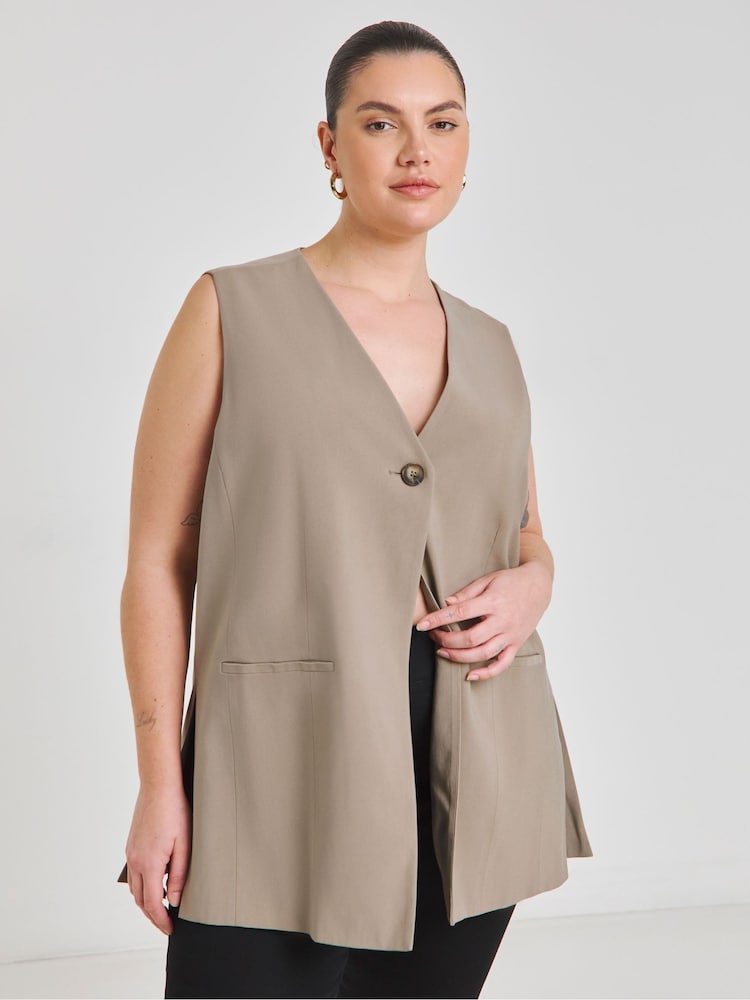 Simply Be Nude Tab Detail Longline Waistcoat - Image 5 of 5