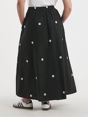 Simply Be Black Floral Embroidered Midaxi 100% Cotton Skirt - Image 2 of 4