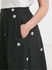 Simply Be Black Floral Embroidered Midaxi 100% Cotton Skirt - Image 3 of 4