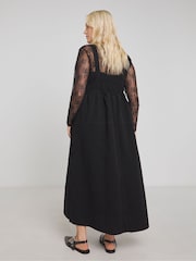 Simply Be Black 100% Cotton Dungaree Denim Midaxi Dress - Image 3 of 4