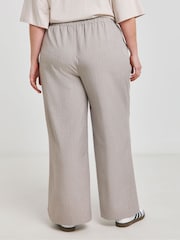 Simply Be Taupe Pinstripe Wide Leg Trousers - Image 2 of 4