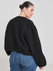 Simply Be Black Faux Wool Bubble Hem Jacket - Image 2 of 4