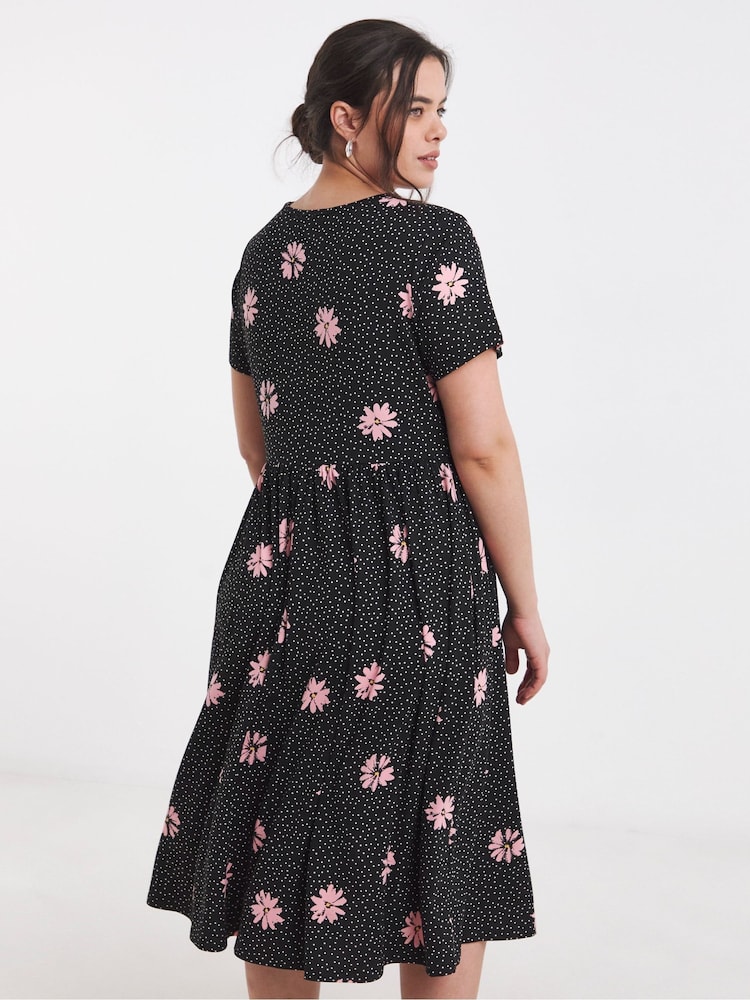 Simply Be Black Supersoft Scoop Neck Pocket Midi Dress - Image 2 of 5