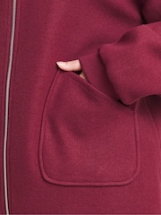 Simply Be Burgundy Faux Wool Zip Front Bomber Jacket - Image 3 of 4