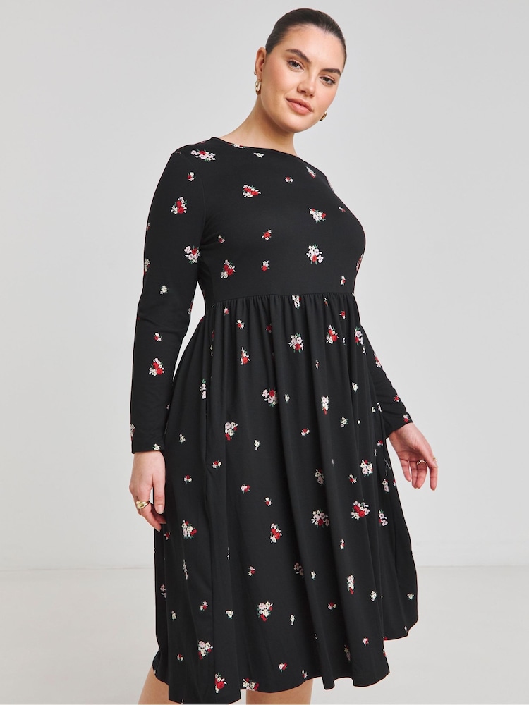 Simply Be Black Supersoft Pocket Midi Dress - Image 1 of 4 Simply Be Black Supersoft Pocket Midi Dress - Image 1 of 4