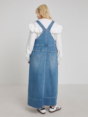 Simply Be Blue Denim Dungaree 100% Cotton Dress - Image 2 of 3