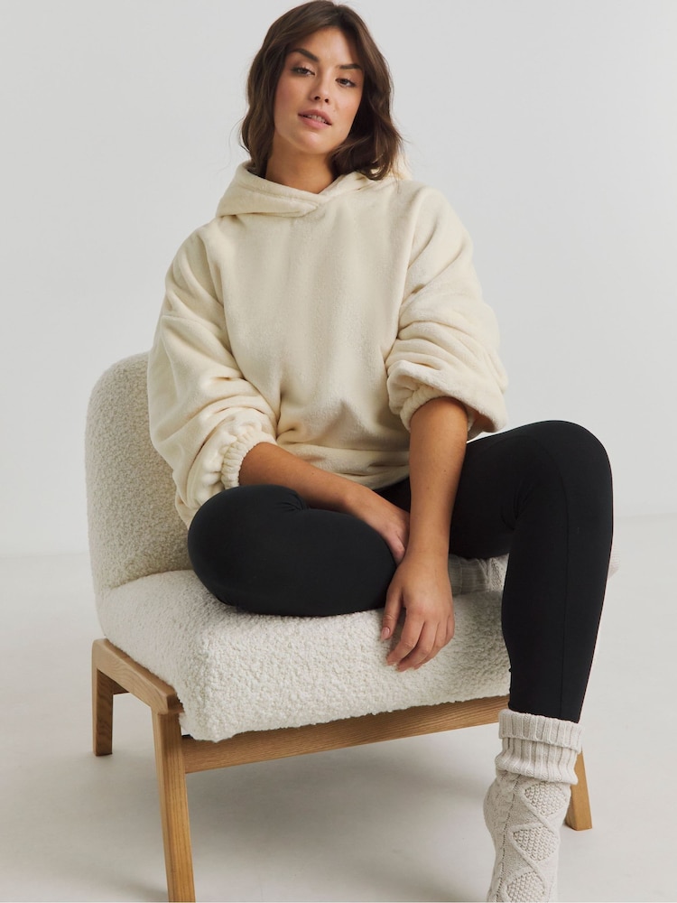 Simply Be Cream Pretty Secrets Bell Sleeve Fleece Lined Hoodie - Image 1 of 4