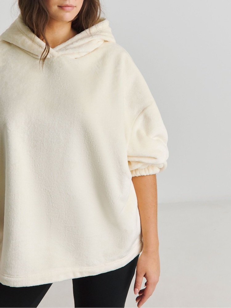 Simply Be Cream Pretty Secrets Bell Sleeve Fleece Lined Hoodie - Image 4 of 4
