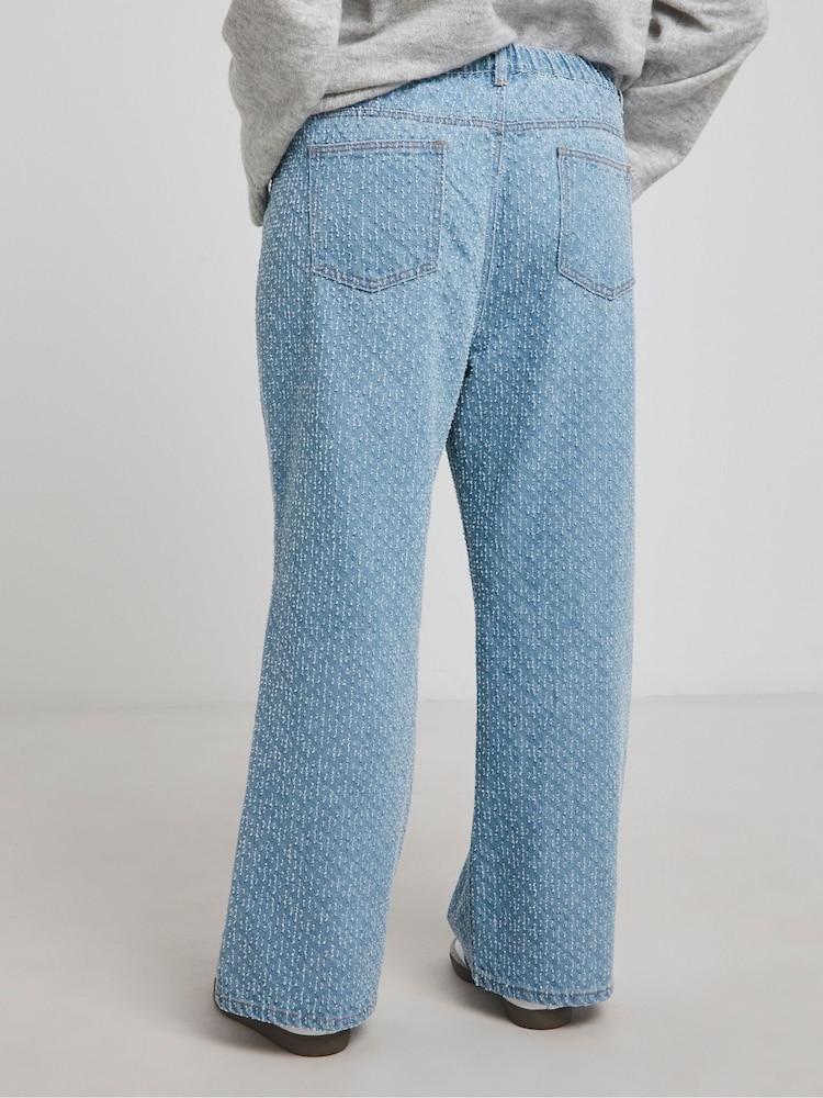 Simply Be Blue Linear Distressed Wide Leg Jeans - Image 2 of 4