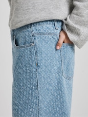 Simply Be Blue Linear Distressed Wide Leg Jeans - Image 4 of 4