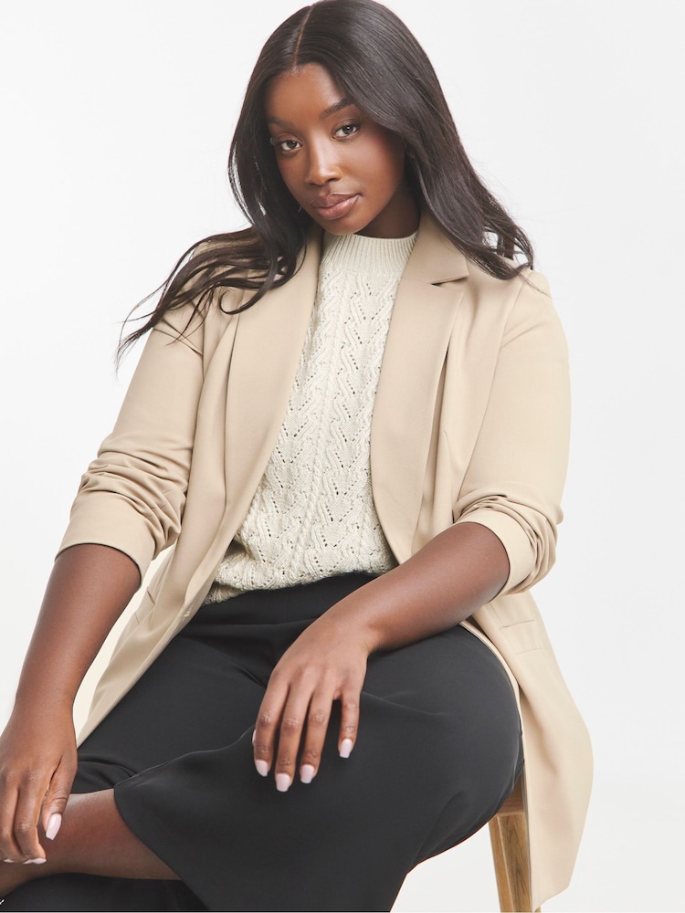 Simply Be Nude Nude Single Breasted Blazer - Image 1 of 4