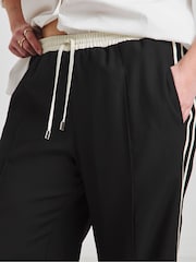 Simply Be Black Contrast Waist Side Stripe Trousers - Image 3 of 4