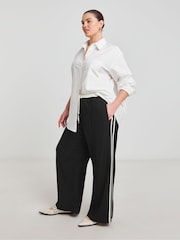 Simply Be Black Contrast Waist Side Stripe Trousers - Image 4 of 4