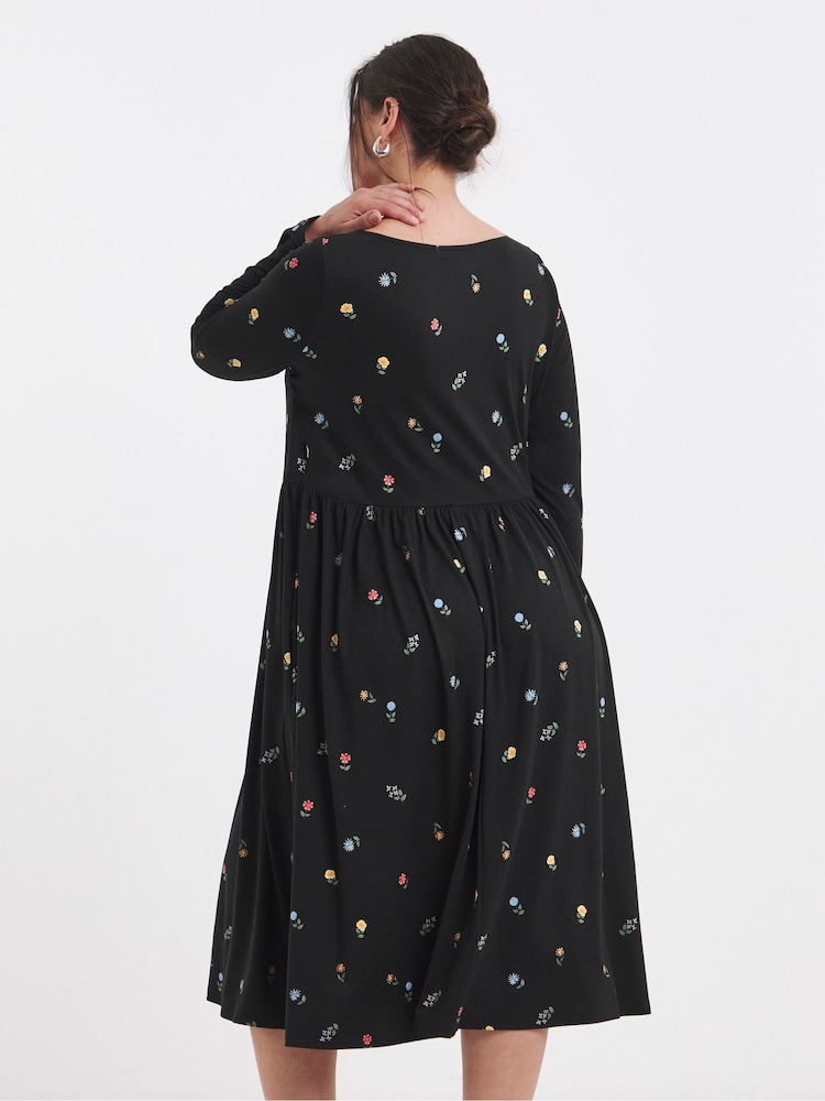 Simply Be Black Supersoft Scoop Neck Pocket Midi Dress - Image 2 of 4