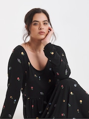 Simply Be Black Supersoft Scoop Neck Pocket Midi Dress - Image 3 of 4