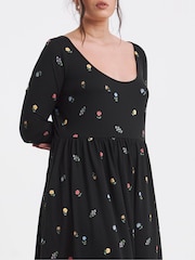 Simply Be Black Supersoft Scoop Neck Pocket Midi Dress - Image 4 of 4