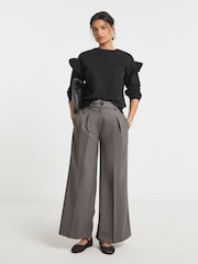 Simply Be Grey Light Grey Tailored Wide Leg Trousers - Image 1 of 5