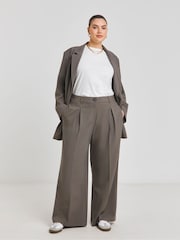 Simply Be Grey Light Grey Tailored Wide Leg Trousers - Image 4 of 5