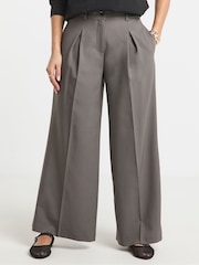 Simply Be Grey Light Grey Tailored Wide Leg Trousers - Image 5 of 5