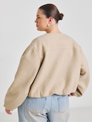 Simply Be Natural Faux Wool Bubble Hem Jacket - Image 2 of 4