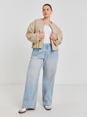 Simply Be Natural Faux Wool Bubble Hem Jacket - Image 4 of 4