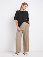 Simply Be Nude Tab Detail Wide Leg Trousers - Image 1 of 6