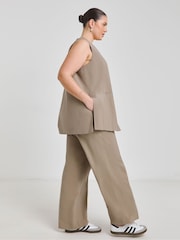 Simply Be Nude Tab Detail Wide Leg Trousers - Image 2 of 6