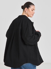 Simply Be Black 100% Cotton Button Through Utility Jacket - Image 2 of 4