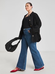 Simply Be Black 100% Cotton Button Through Utility Jacket - Image 4 of 4