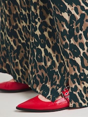 Simply Be Brown Leopard Print Drawstring Wide Leg Trousers - Image 4 of 4