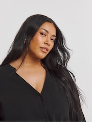Simply Be Black Cheesecloth Boxy Shirt - Image 4 of 4