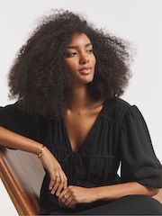 Simply Be Black Tie Front Midi Dress - Image 3 of 4