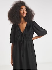 Simply Be Black Tie Front Midi Dress - Image 4 of 4