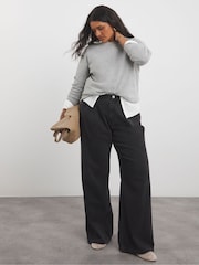 Simply Be Black Pleat Detail Wide Leg 100% Cotton Jeans - Image 4 of 4