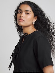 Simply Be Black Tie Front Midi Denim Dress - Image 4 of 4