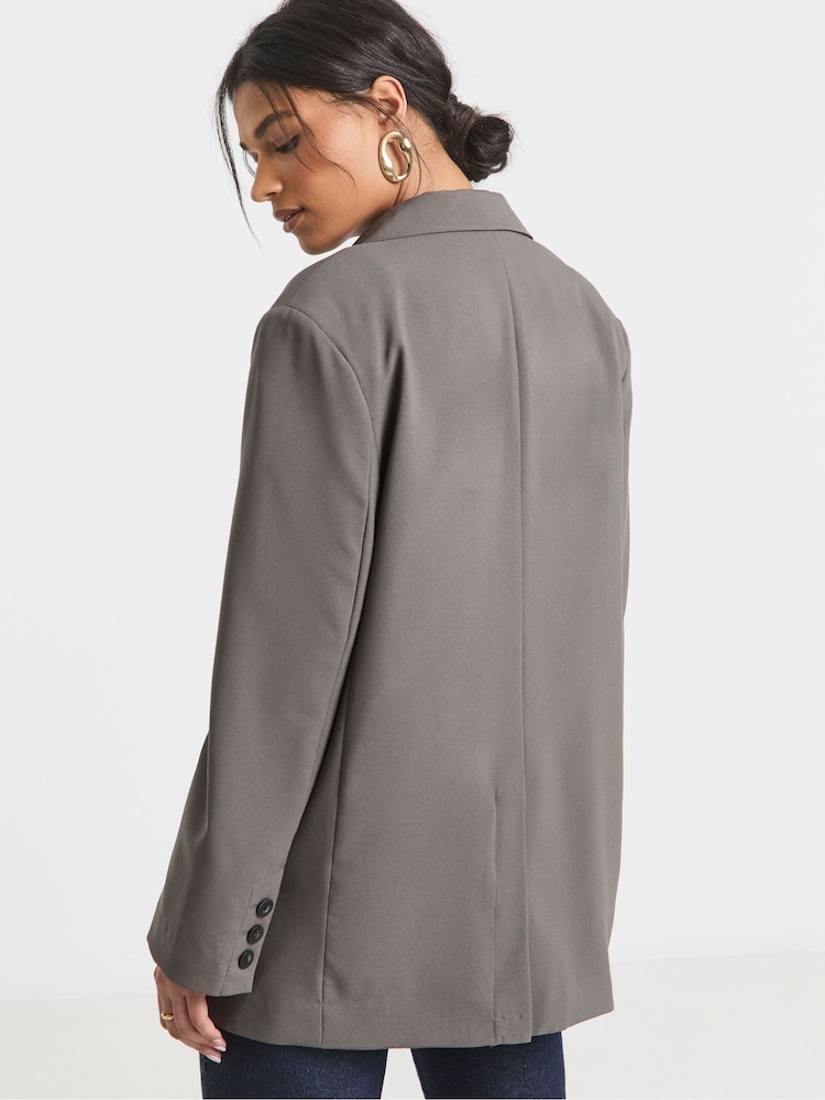 Simply Be Grey Nude Single Breasted Blazer - Image 2 of 5
