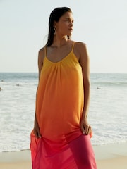 Chantelle Orange Aurora 100% Cotton Maxi Beach Dress - Image 1 of 5