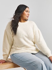 Simply Be Cream Tuck Puff Sleeve Jumper - Image 1 of 4