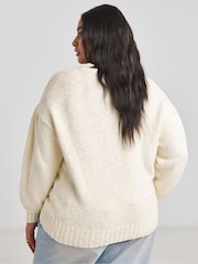 Simply Be Cream Tuck Puff Sleeve Jumper - Image 2 of 4