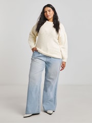 Simply Be Cream Tuck Puff Sleeve Jumper - Image 4 of 4