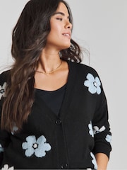 Simply Be Black Boyfriend Floral Jacquard Cardigan - Image 3 of 4
