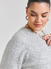 Simply Be Grey Half Sleeve Knitted Jumper - Image 3 of 4